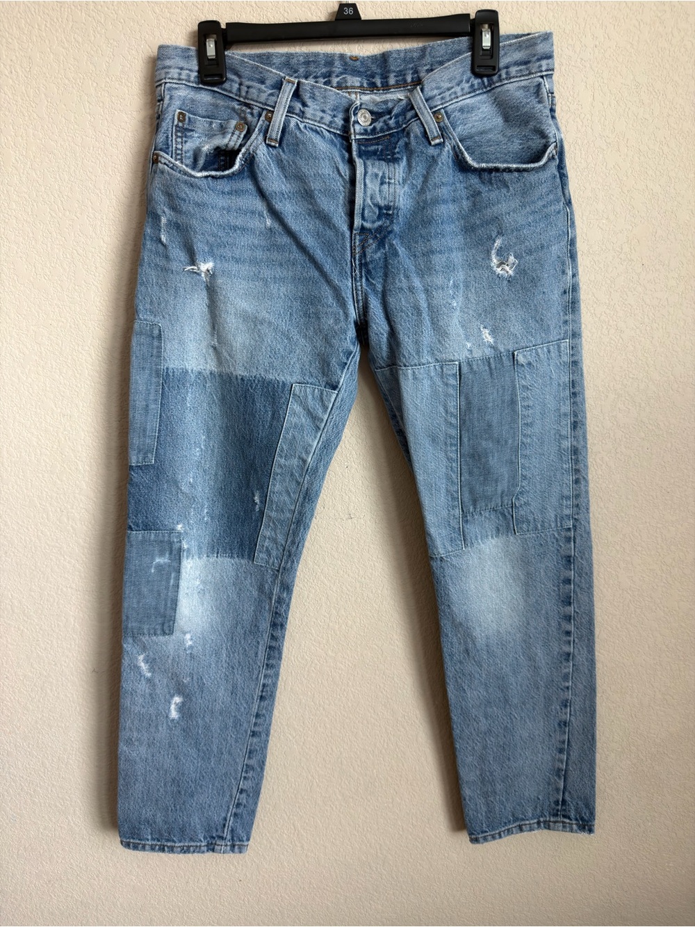 Levi's 501 CT Stacked Patch Women's Boyfriend Jeans W32 L28 Selvedge Distressed